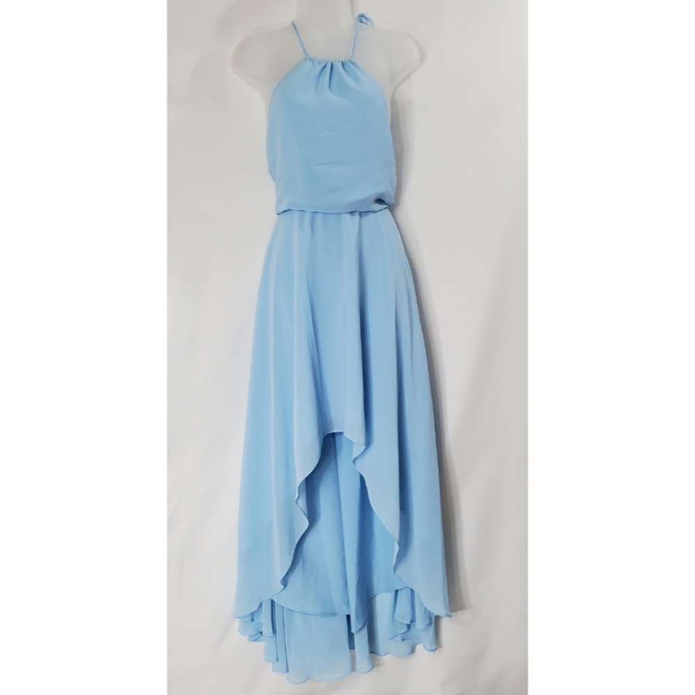 Haute Hippie Sky Blue Chiffon Hi Low Dress - Picture 3 of 11